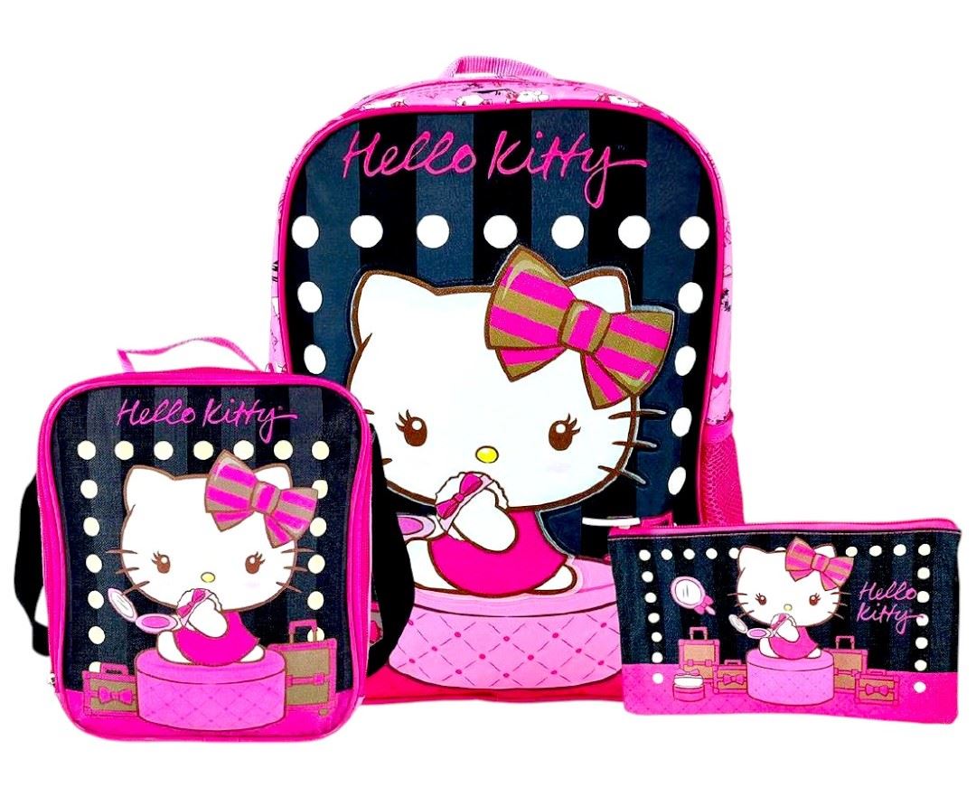 SET HELLO KITTY: MOCHILA, LONCHERA Y CARTUCHERA SET 3 EN 1.